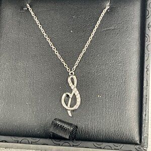 Lafonn Sterling Silver & Simulated Diamond Accent‎ Treble Clef Necklace